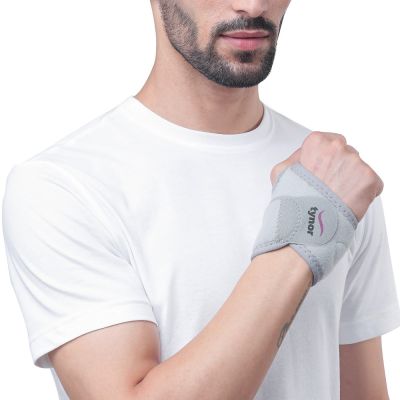 Tynor Wrist Brace with Thumb (Neoprene), Grey, Universal Size, 1 Unit